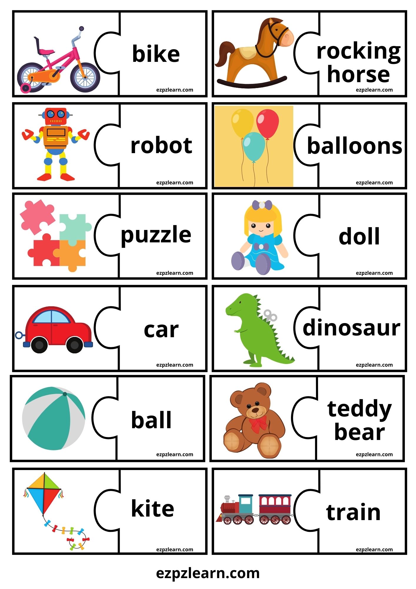 Toys Word Match Game